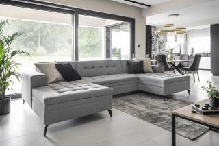 Rohová sedačka VERTIZO LIGHT GREY (Rozkladacia sedačka v tvare U v šedej farbe 350cm.)