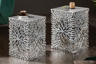 Sada stolíkov FLORIN SILVER (Luxusná sada stolíkov v striebornej farbe.)