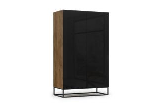 Šatník AVORIO BLACK (Vysoká skrinka čierny lesk/dub artisan 200cm.)