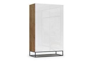 Šatník AVORIO WHITE (Vysoká skrinka biely lesk/dub artisan 200cm.)
