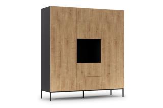 Šatník LAZIO OAK BIG (Veľký šatník čierna matná/dub artisan 200cm.)