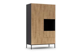 Šatník LAZIO OAK SMALL (Šatník čierna matná/dub artisan 200cm.)
