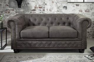 Sedačka CHESTERFIELD 2 ANTIK GRAY (Luxusná staro anglická sedačka antická šedá 150cm.)