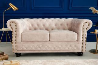 Sedačka CHESTERFIELD 2 CHAMPAGNE (Luxusná staro anglická sedačka champagne 150cm.)