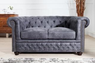 Sedačka CHESTERFIELD 2 GREY (Luxusná dvoj sedačka šedá.)