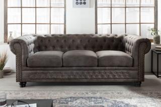 Sedačka CHESTERFIELD 3 ANTIK GRAY (Luxusná staro anglická sedačka antická šedá 205cm.)