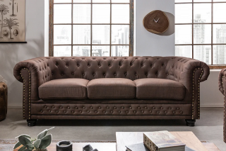 Sedačka CHESTERFIELD 3 ANTIK (Luxusná staro anglická sedačka antická hnedá 200cm.)