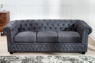 Sedačka CHESTERFIELD 3 GREY (Luxusná troj-sedačka šedá.)