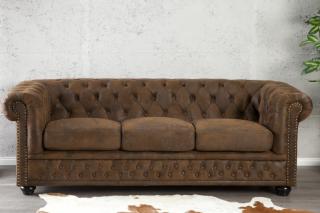 Sedačka CHESTERFIELD 3 VINTAGE (Luxusná staro anglická sedačka vintage hnedá 205cm.)