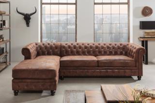 Sedačka CHESTERFIELD CORNER VINTAGE LEFT  (Luxusná rohová sedačka vintage hnedá.)