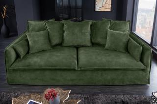 Sedačka CLOUD SAMT GREEN (Dizajnová sedačka s vankúšmi zamatová tmavozelená 210cm.)
