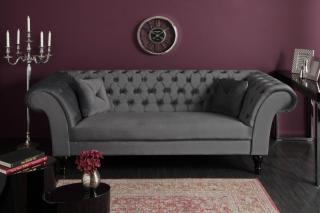 Sedačka CONTESSA SAMT GRAY 2 (Veľká dizajnová zamatová sedačka šedá 230cm.)