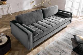 Sedačka VELVET GREY (Dizajnová sedačka zamatová šedá 220cm.)