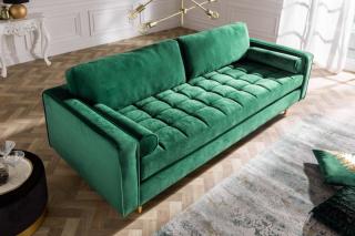 Sedačka VELVET SMARAGD (Dizajnová sedačka zamatová smaragdovo zelená 220cm.)