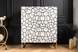 Skrinka Vulcano White (Dizajnová vysoká skrinka z mangového dreva.)