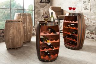 Stojan na fľaše CHATEAU 60 DARK (Dizajn stojan na vínové fľaše ako starý sud 60cm tmavý.)