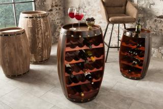 Stojan na fľaše CHATEAU 80 DARK (Dizajn stojan na vínové fľaše ako starý sud 80cm tmavý.)