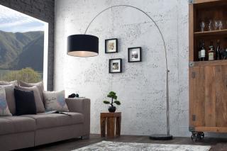 Stojanová lampa BIG BOW BLK (Oblúková stojanová lampa s čierny tienidlom.)