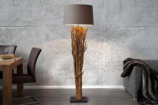 Stojanová lampa EUPHORIS (Dizajnová stojanová lampa skombinovaná drevom.)