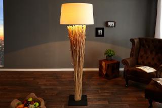 Stojanová lampa EUPHORIS II (Dizajnová stojanová lampa skombinovaná drevom.)