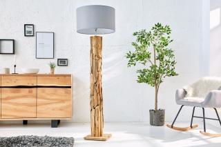 Stojanová lampa ROTOS GRAY (Stojanová lampa z masívneho dreva šedá.)