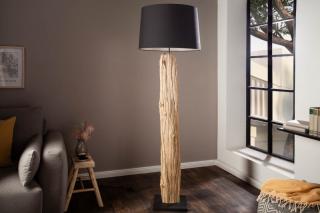 Stojanová lampa ROUSELIN BLACK (Dizajnová stojanová lampa v kombinácii s drevom.)
