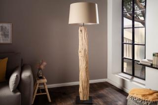Stojanová lampa ROUSELIN CREME (Dizajnová stojanová lampa v kombinácii s drevom.)