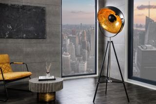 Stojanová lampa STUDIO GOLD 160 (Dizajnová stojanová lampa čierna/zlatá 160cm.)