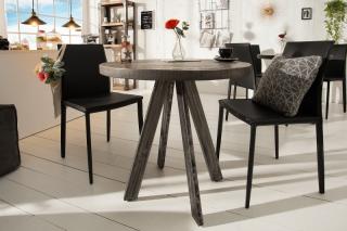 Stôl IRON CROFT GRAY RESTAURANT 80 (Industriálny okrúhly stôl z masívneho dreva a kovu šedý 80cm.)