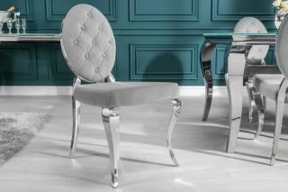 Stolička BAROCK MODEL 2 GRAY (Luxusná jedálenská stolička šedá/strieborná.)