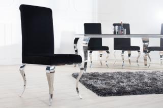 Stolička BAROCK MODEL BLACK Výpredaj (Luxusná jedálenská stolička čierna/strieborná.)