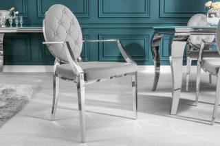 Stolička BAROCK MODEL GRAY (Luxusná jedálenská stolička šedá/strieborná.)