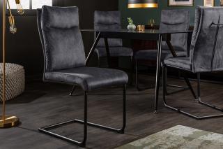 Stolička CALIFORNIA GRAY (Moderná jedálenská stolička zamatová šedá.)