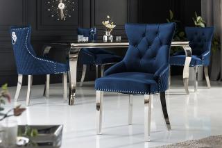Stolička CASTELO ROYAL BLUE (Luxusná stolička v zamatovom poťahu.)