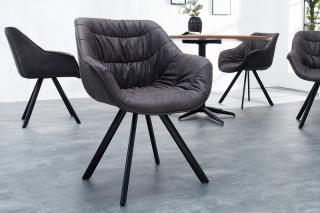 Stolička DUTCH ANTIK GREY (Dizajnová stolička s opierkami šedá.)
