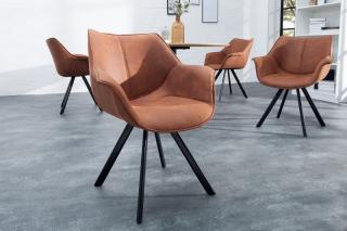 Stolička DUTCH RETRO ANTIK BROWN (Dizajnová stolička s opierkami hnedá.)