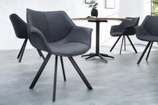 Stolička DUTCH RETRO ANTIK GREY (Dizajnová stolička s opierkami šedá.)