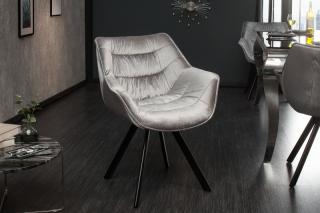 Stolička DUTCH SAMT GREY (Dizajnová stolička s opierkami zamatová sivá.)