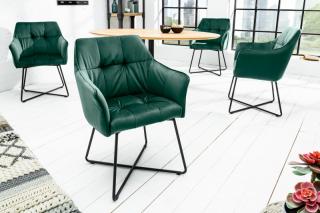 Stolička LOFT GREEN (Dizajnová stolička s opierkami tmavozelená.)