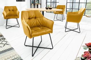 Stolička LOFT MUSTARD (Dizajnová stolička s opierkami horčicovo žltá.)