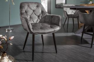 Stolička MALIBU GRAY GREEN (Jedálenská stolička s opierkami šedá-zelená.)