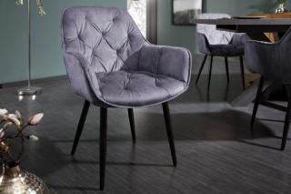 Stolička MALIBU GRAY (Jedálenská stolička s opierkami tmavošedá.)