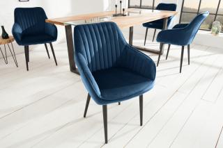 Stolička TURINO BLUE (Dizajnová stolička s opierkami kráľovská modrá.)