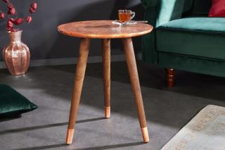 Stolík ALCASAR COPPER (Dizajnový malý stolík medený 50cm.)