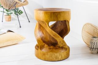 Stolík Arte Wood (Dizajn malý stolík z masívneho dreva 45cm.)