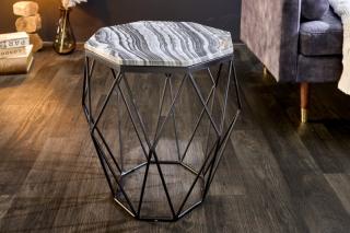 Stolík ARTEMIS GRAY SMALL (Dizajn stolík s mramorovou doskou šedý 50cm.)