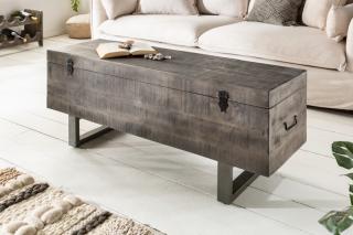 Stolík BARE TRUNK GRAY (Dizajnová truhlica z mangového dreva.)