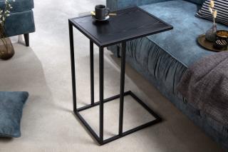 Stolík BELIZE BLACK SMALL (Moderný príručný stolík z dyhy a kovu čierny 63cm.)