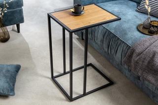 Stolík BELIZE OAK SMALL (Moderný príručný stolík z dubovej dyhy a kovu 63cm.)