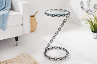 Stolík CATENA GLASS SMALL (Dizajnový príručný stolík zo skla a kovu 55cm.)